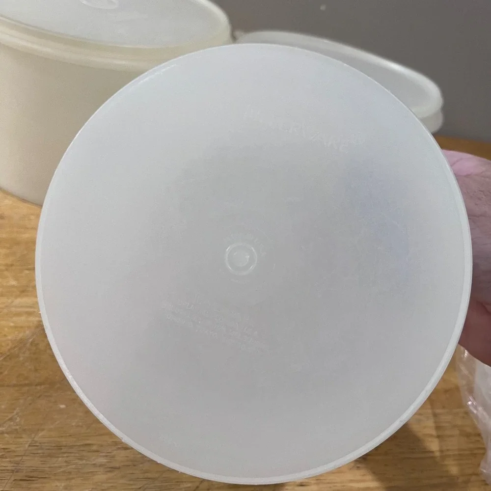 Vtg Tupperware Servalier Nesting Canister Set Sheer White MCM 3 Piece Retro